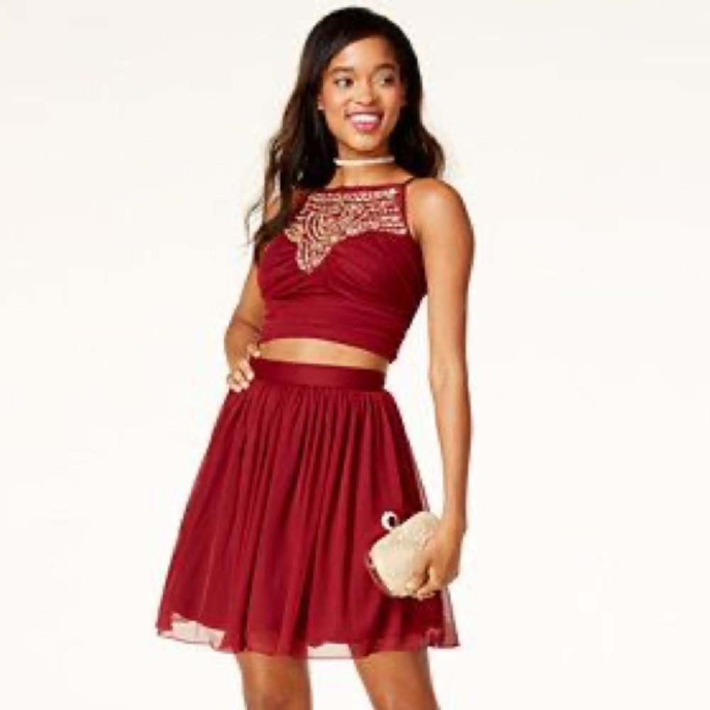Macy’s red two piece homecoming dress